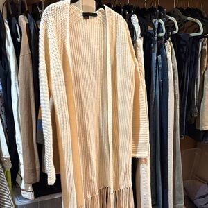 360 Cashmere Cream Fringe Cardigan